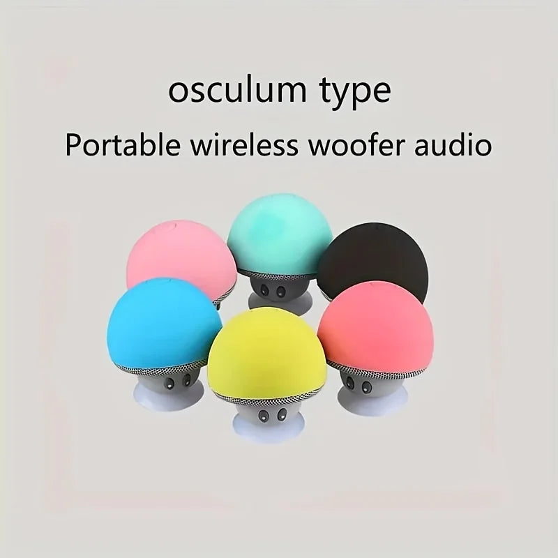 Cute Mushroom Portable Wireless Speaker, Mini Cartoon Bluetooth Speaker with Suction Cup & Phone Stand, Fall Proof Gift