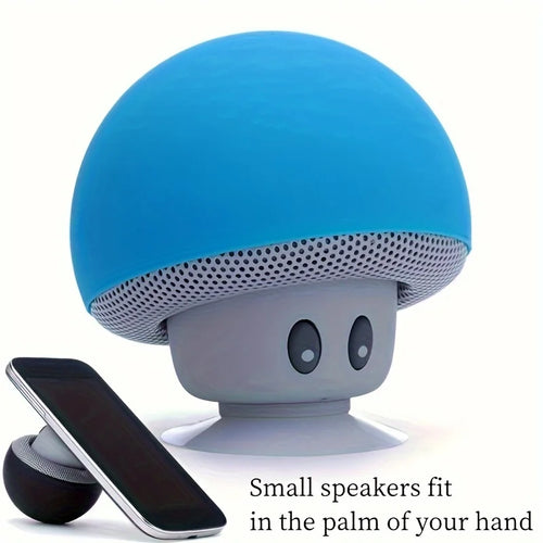 Cute Mushroom Portable Wireless Speaker, Mini Cartoon Bluetooth Speaker with Suction Cup & Phone Stand, Fall Proof Gift
