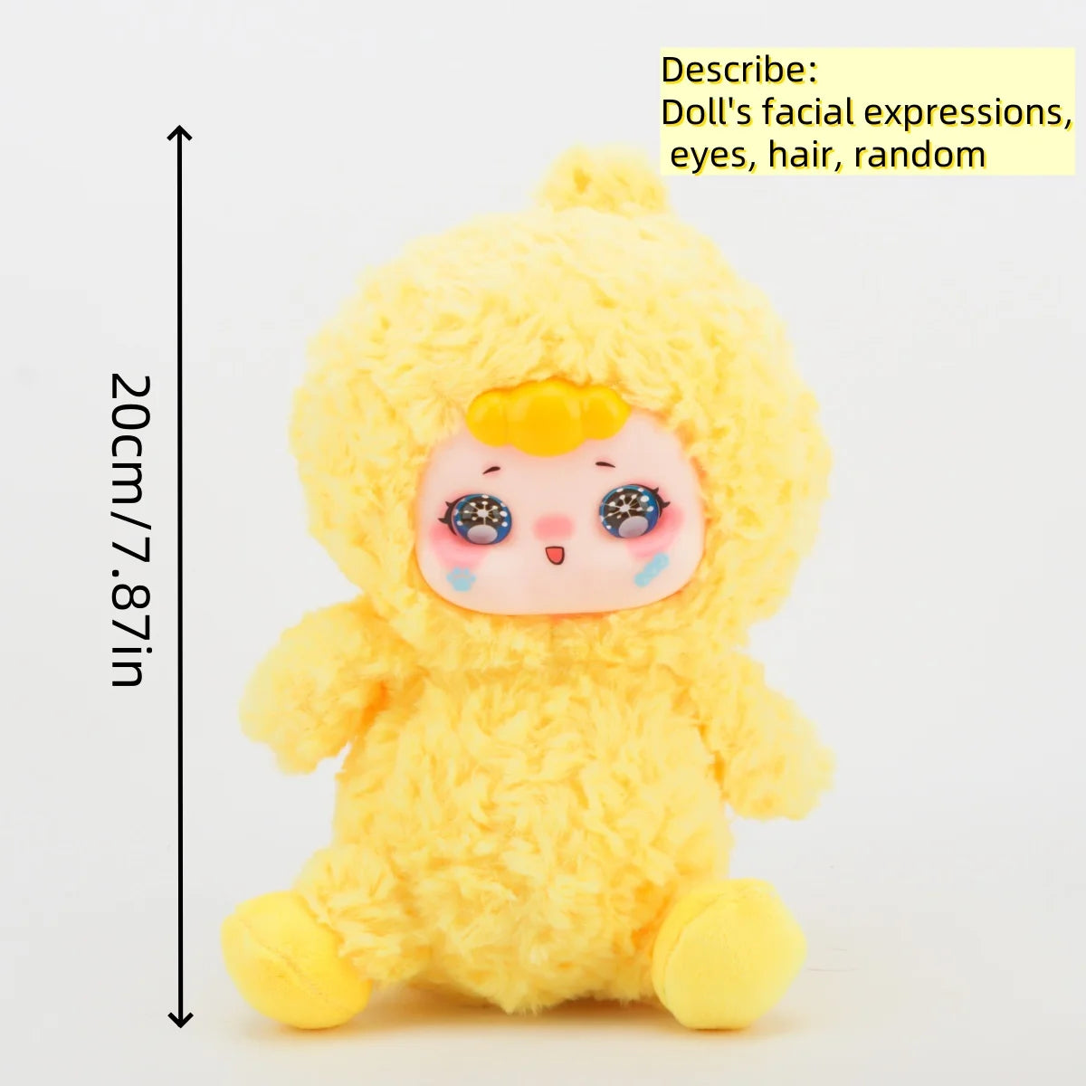 Cute Random Face Duck Plush Toy Vinyl Plush Hybrid Stuffed Animal Adorable Kawaii Yellow Duck Toy Gift for Kids Teens&Duck Lover