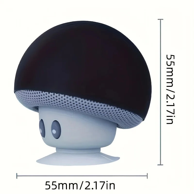 Cute Mushroom Portable Wireless Speaker, Mini Cartoon Bluetooth Speaker with Suction Cup & Phone Stand, Fall Proof Gift