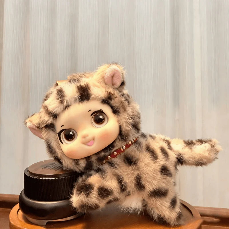 Vinyl Face Cat Plush Toy Cute Animal Rabbit Stripe Panda Stuffed Doll Blind Box Style Pendant Keychain Bag Decor Birthday Gift
